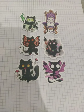 Lot d'autocollants thème chat noir (lot C)