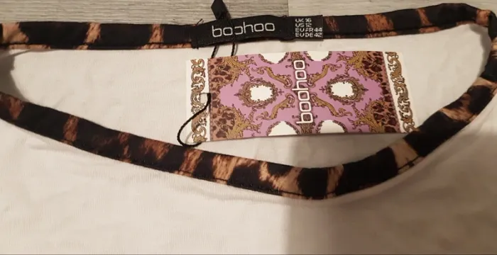 Tee-shirt blanc/léopard - Boohoo - T.44 - photo numéro 3