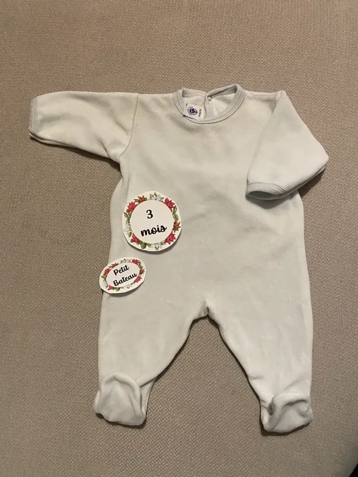 Pyjama petit bateau chaud velours 3 mois