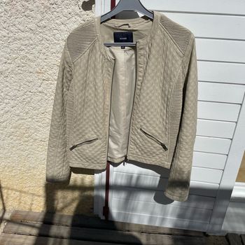 Veste simili cuir beige