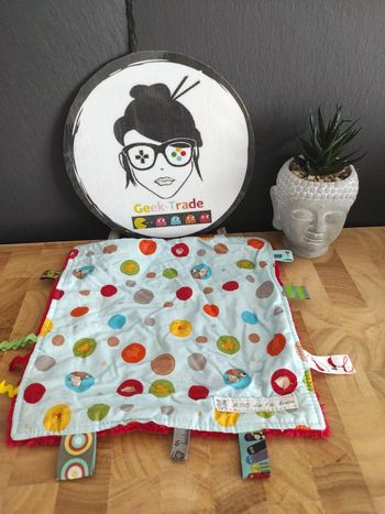 Abc De La Déco Renard Rouge Bleu doudou plat mouchoir  #geektradedoudou