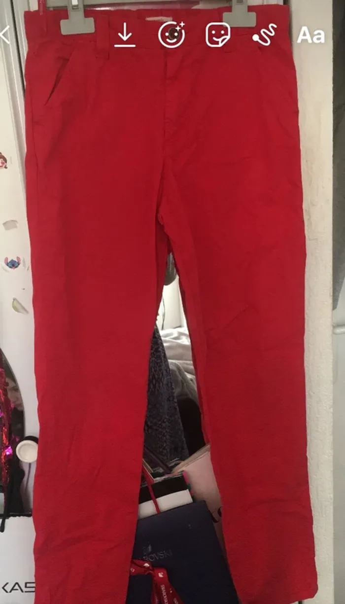 Pantalon slim rouge taille 12 ans du pareil au même