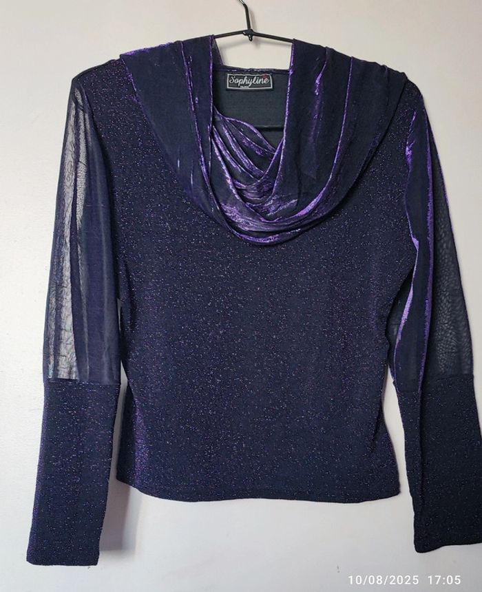 Haut à paillettes violette T 36