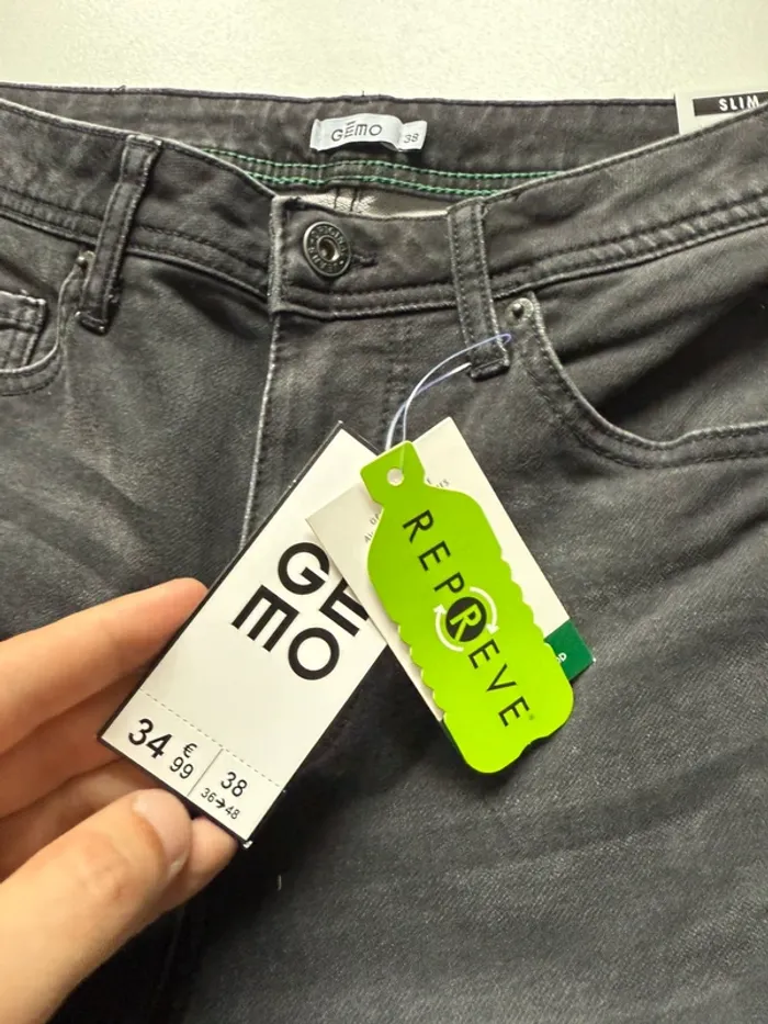 Jeans slim gris noir Gemo - photo numéro 5