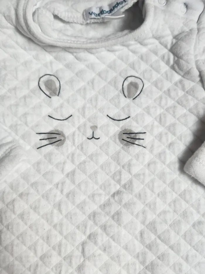 Pyjama blanc côtelé mixte bébé 9 mois automne hiver Verbaudet - photo numéro 2