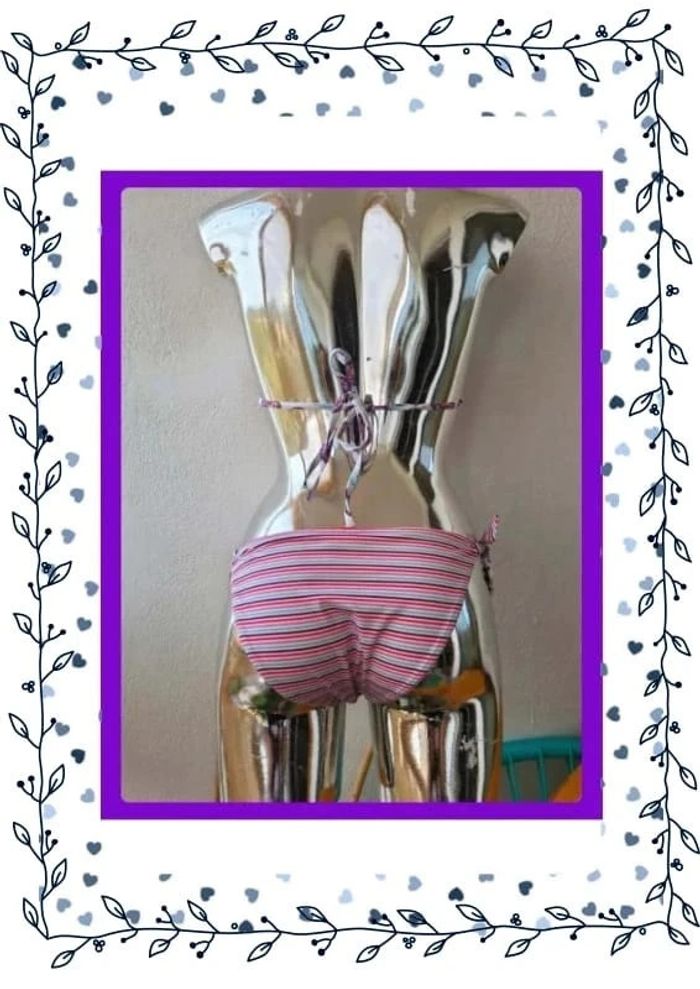 Maillot 2 pièce à motif + rayure - photo numéro 4