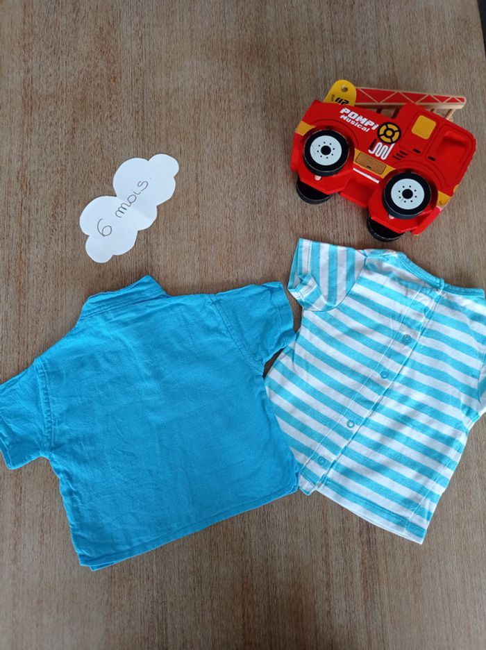 Lot de 2 tee-shirts bleus - photo numéro 2