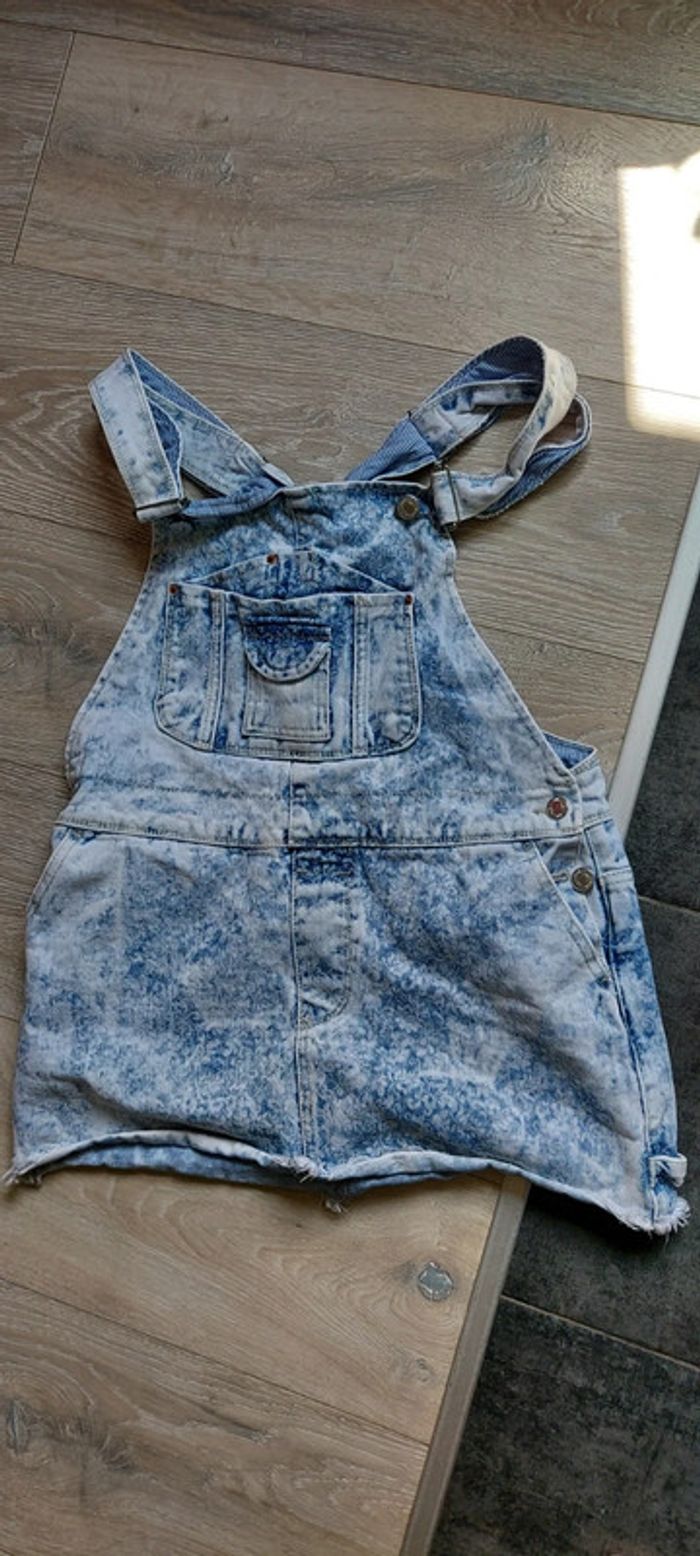 Robe courte salopette en jean s délavé, Pull & bear, taille M (14/16 ans)
