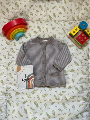 gilet en laine rayé gris 6 mois kitchoun