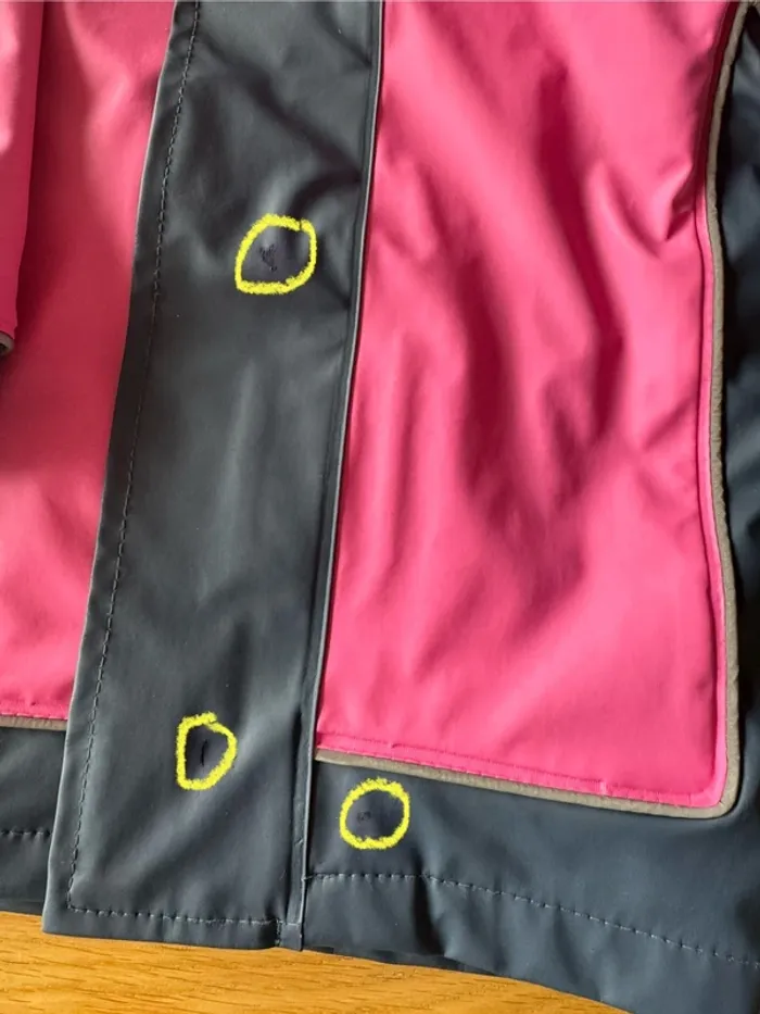 Ensemble 3 pièces veste imperméable + polaire + salopette bleu marine/rose - Taille 2/3 Ans - photo numéro 6