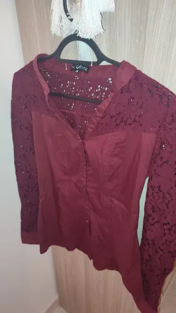 Chemise bordeau dentelle No Excuse
