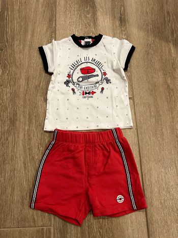 Ensemble short et t-shirt mini capitaine , terre de marin, 9 mois