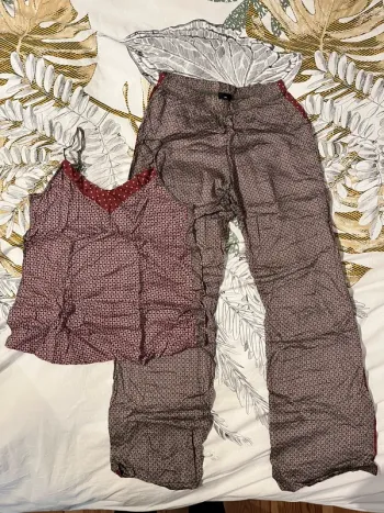 Pyjama Le Chat bordeaux & noir – Taille 40