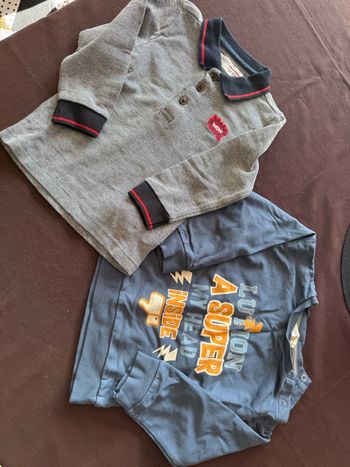 Lot 1 t-shirt/sweat léger + 1 polo 18-24 mois Wow