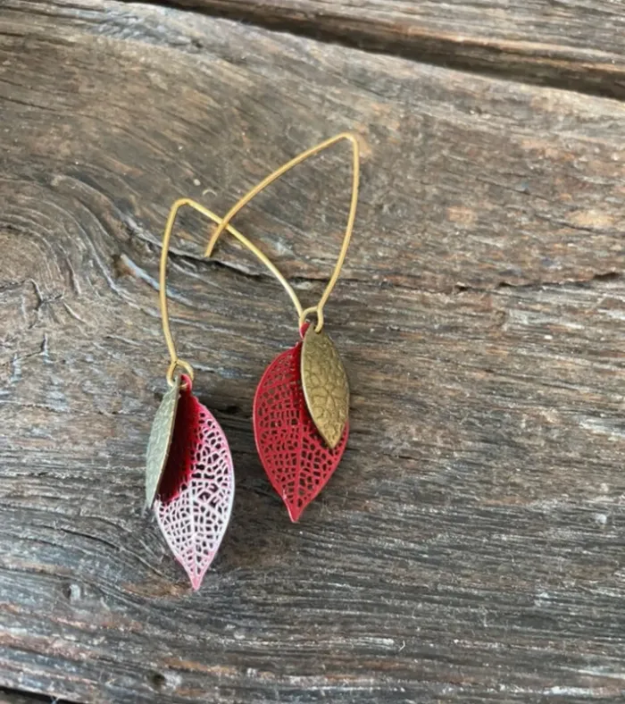 Boucles d’oreilles pendantes or rouge - photo numéro 2