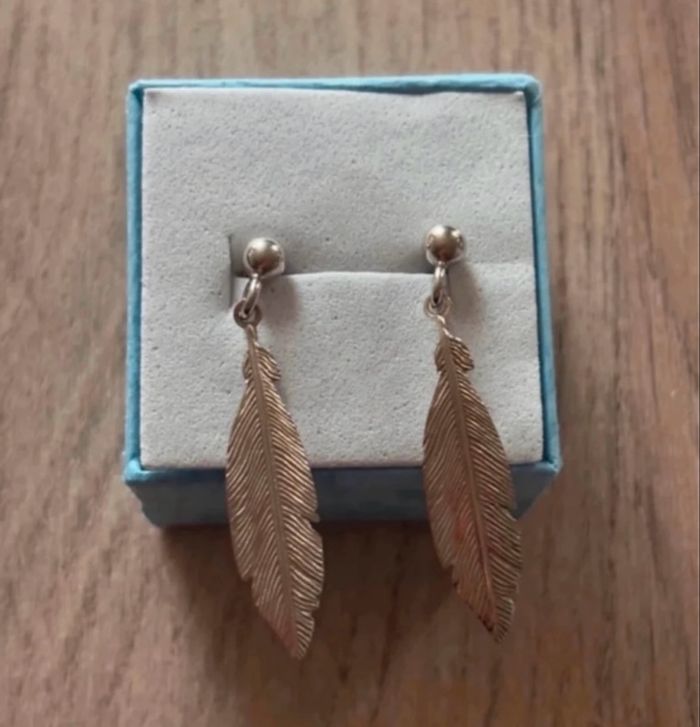 Boucles d’oreilles plumes en argent 925 - photo numéro 1