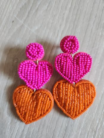 Boucles d'oreilles coeur perles 