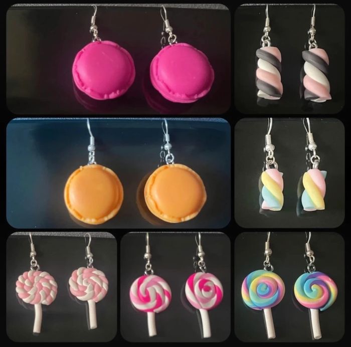 Lot de 7 paires de boucles d’oreilles en Fimo neuve jamais porté