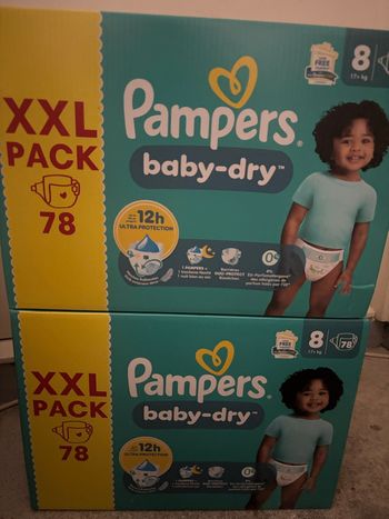 2 cartons XXL couches Pampers taille 8 neuf 