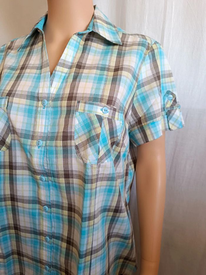 Chemisette / Chemise à manches courtes à carreaux T. 40 Canda 💮 65% Polyester 35% Coton - photo numéro 4