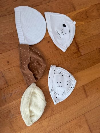 Lot 5 bonnets naissance bébé