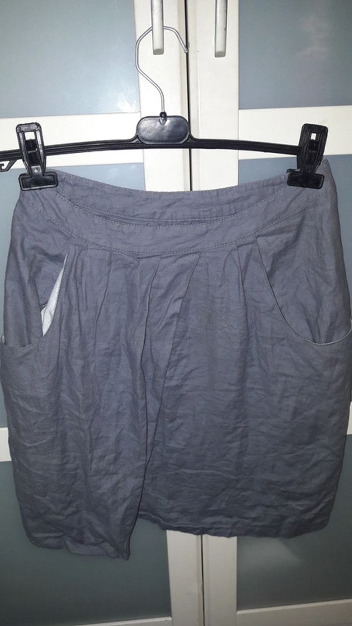 Jupe en lin longueur somewhere bleu gris