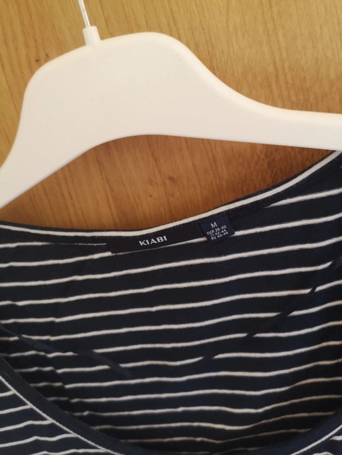 Robe marine Kiabi ligné en bleu marine et blanc M - photo numéro 5
