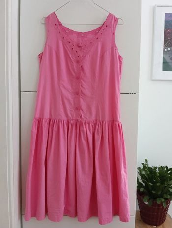 Robe vintage rose en coton