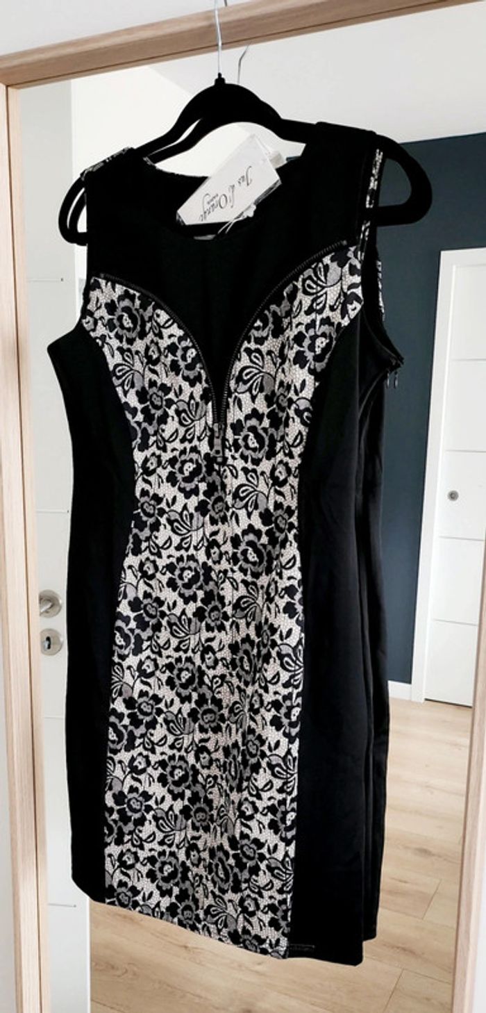 Robe chic fourreau noire et crème taille 3 L Jus d'orange
