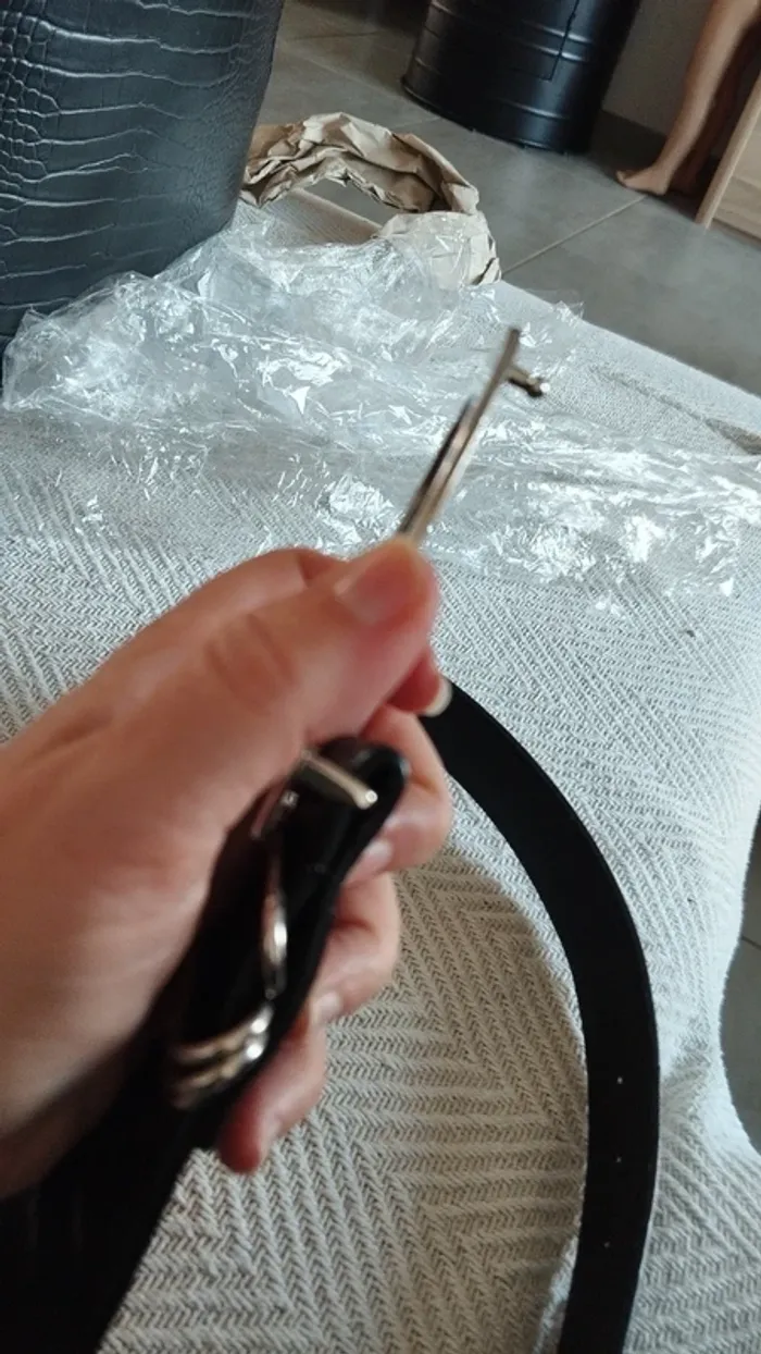 Ceinture noire boucle argenté 80 cm - photo numéro 11