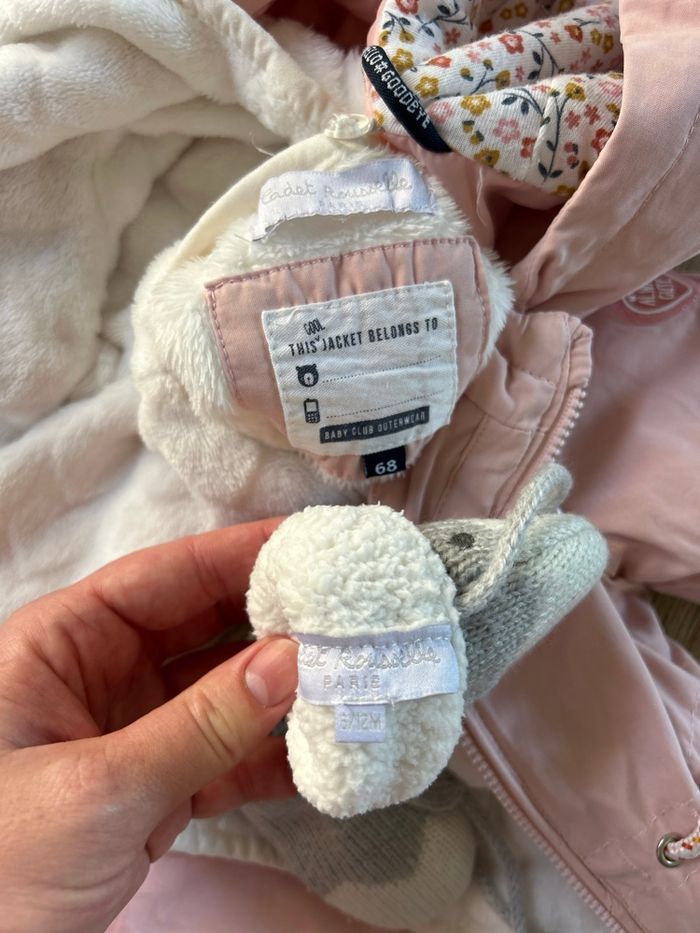 Manteau hiver & moufles bébé fille - photo numéro 2