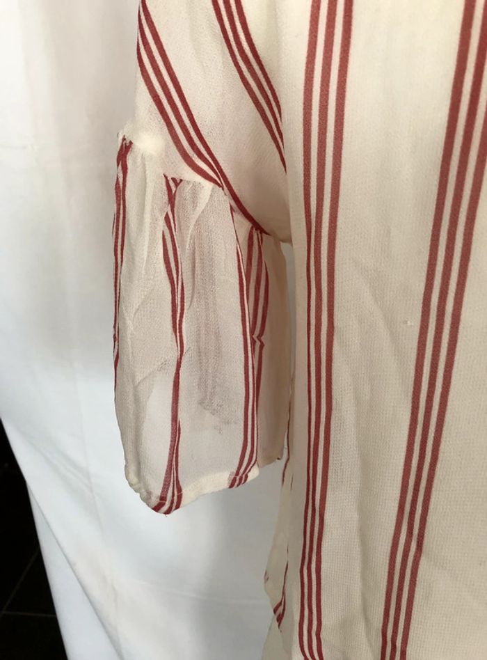 Haut Mango rayé blanc et rouge fluide taille XS / 34 ample très bon état - photo numéro 6