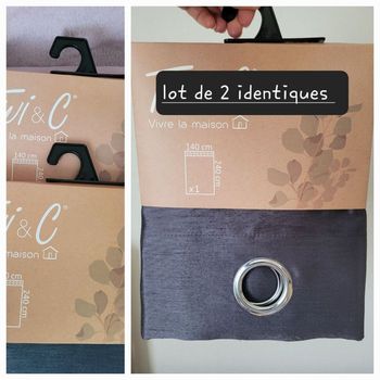 Lot 2 voilages gris anthracite 140x240 cm