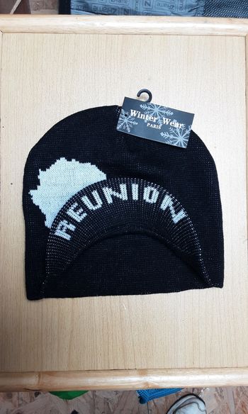 Bonnet casquette noir avec inscription réunion mixte homme et femme Taille unique