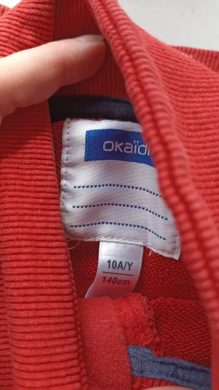 gilet zippé matière sweat col montant 10 ans Okaidi rouge - photo numéro 3