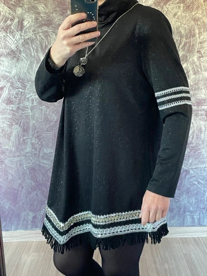 Robe tunique noire façon poncho splendide - photo numéro 3