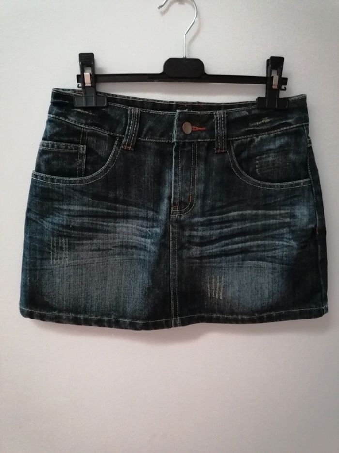 Jupe en jeans taille haute, T38, mesures données