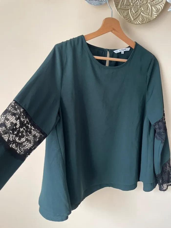 Blouse vert dentelle - photo numéro 4