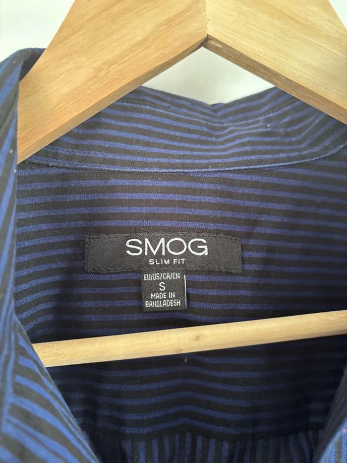 chemise à rayures noire et bleu marine smog taille S - photo numéro 2