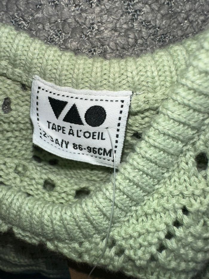 Pull sans manches tricot ajouré vert pastel Tape à l’œil - photo numéro 2