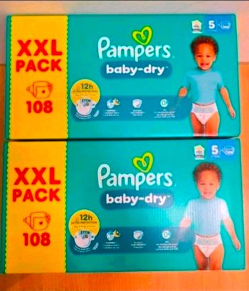 🍼 Pampers Baby-Dry – Taille 5 (11–16 kg) – Lot 2x108 couches – Neuf