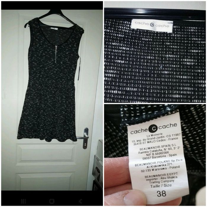 robe noir et blanc mouchetée