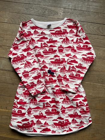 Robe écrue et rouge Petit Bateau 10 ans