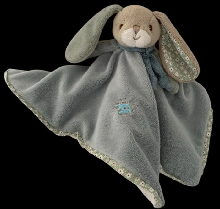 ❤️B5253 EXCELLENT ÉTAT Doudou plat Mouchoir lapin Vert Beige BUKOWSKI - photo numéro 2