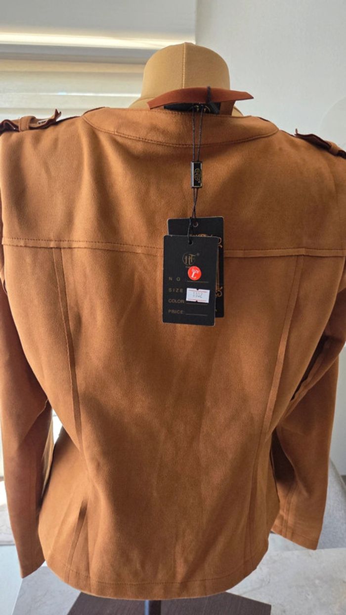 Veste suédine HF Paris - Camel - photo numéro 4
