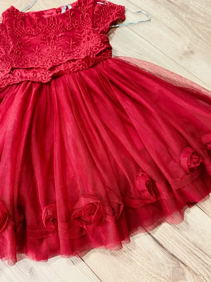 Taille 2 ans Robe princesse fille Orchestra rouge bordeaux * broderie tulle * 🌹 - photo numéro 3
