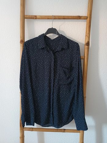 Jolie blouse chemisier noir à motifs taille M