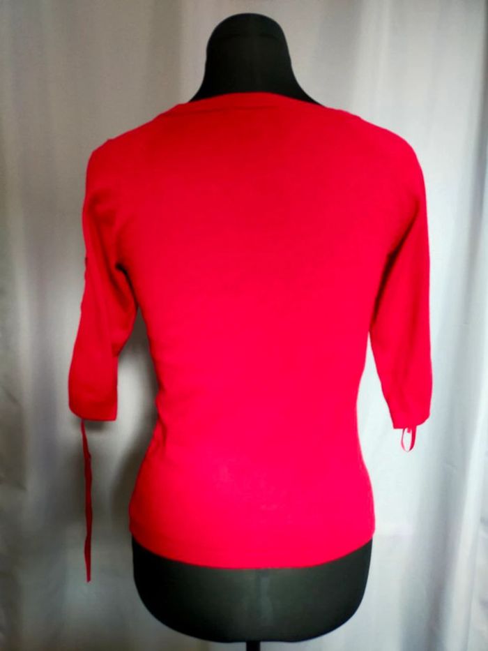 Pull rouge à lacets sur manches – Morgan – T. S - photo numéro 6