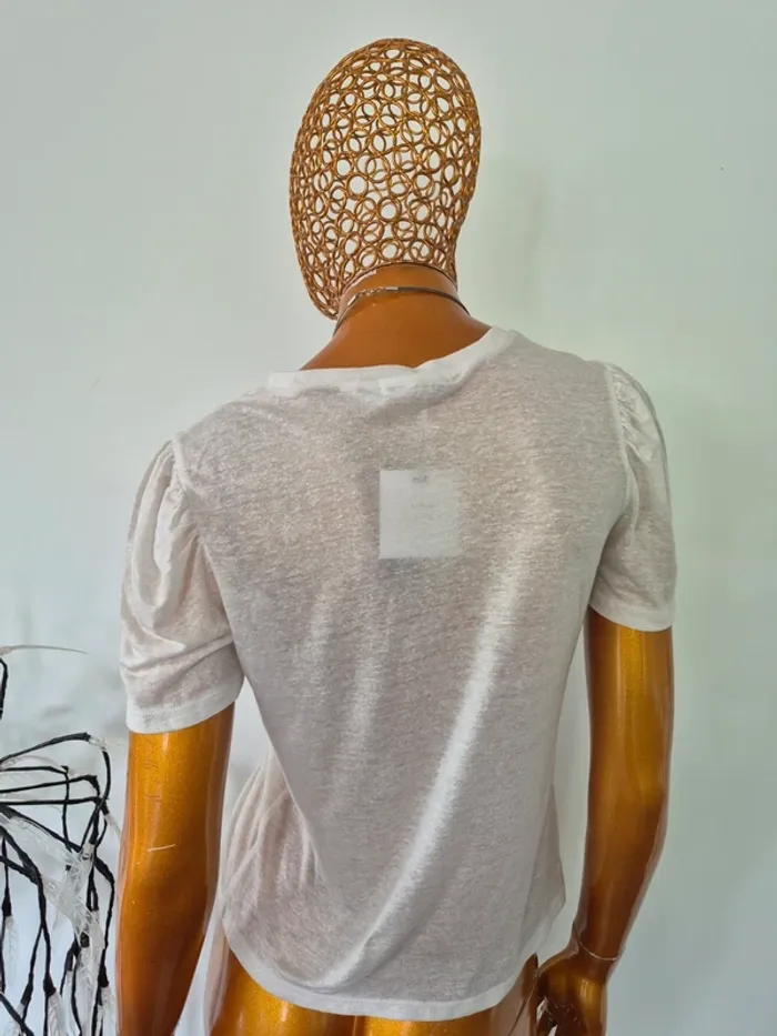 Tee-shirt Manches Courtes Crème Femme Taille S/36 - photo numéro 2