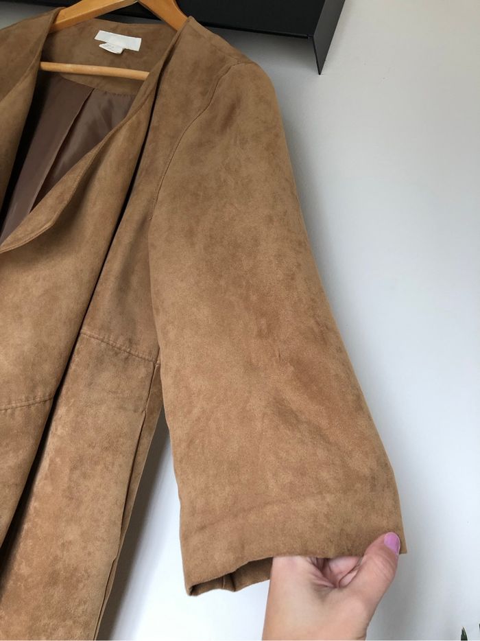Veste mi longue daim - beige foncé/marron clair - H&M 34 - photo numéro 5